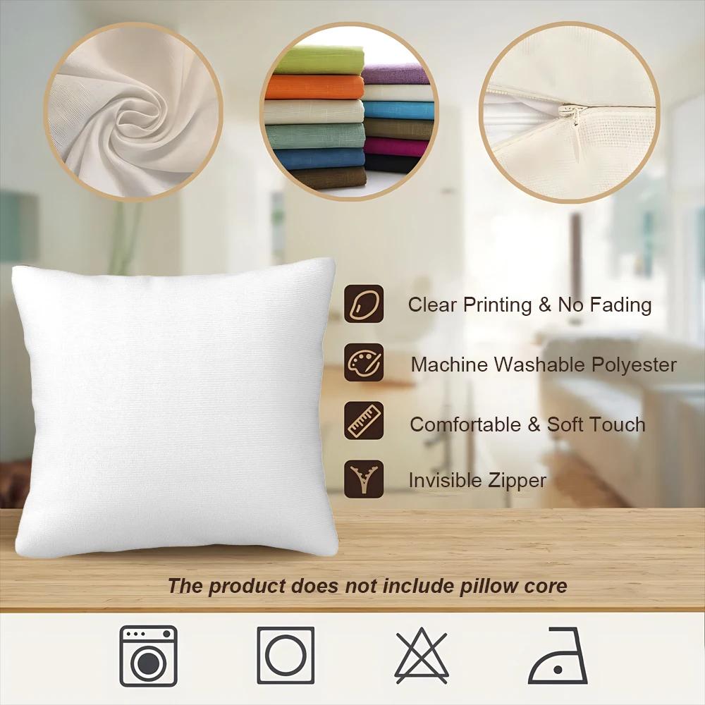 White Wolf Square Pillowcase Polyester Linen Velvet Pattern Zip Decorative Car Cushion Case 45x45