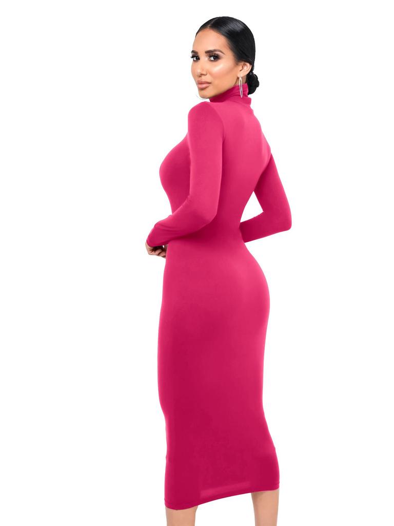 Jesienno-zimowa sukienka bodycon z polaru z wysokim dekoltem: Seksowny, Dopasowany krój