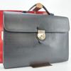 281402 Business Bag Briefcase Genuine Leather Black Slide-in Metal Hardware Silver A4 Men's