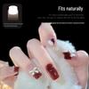 Cat Eye Press-On Nails: Luxurious Nail Art Tips with Stone Glass Beads In Long & Short Whitening Styles