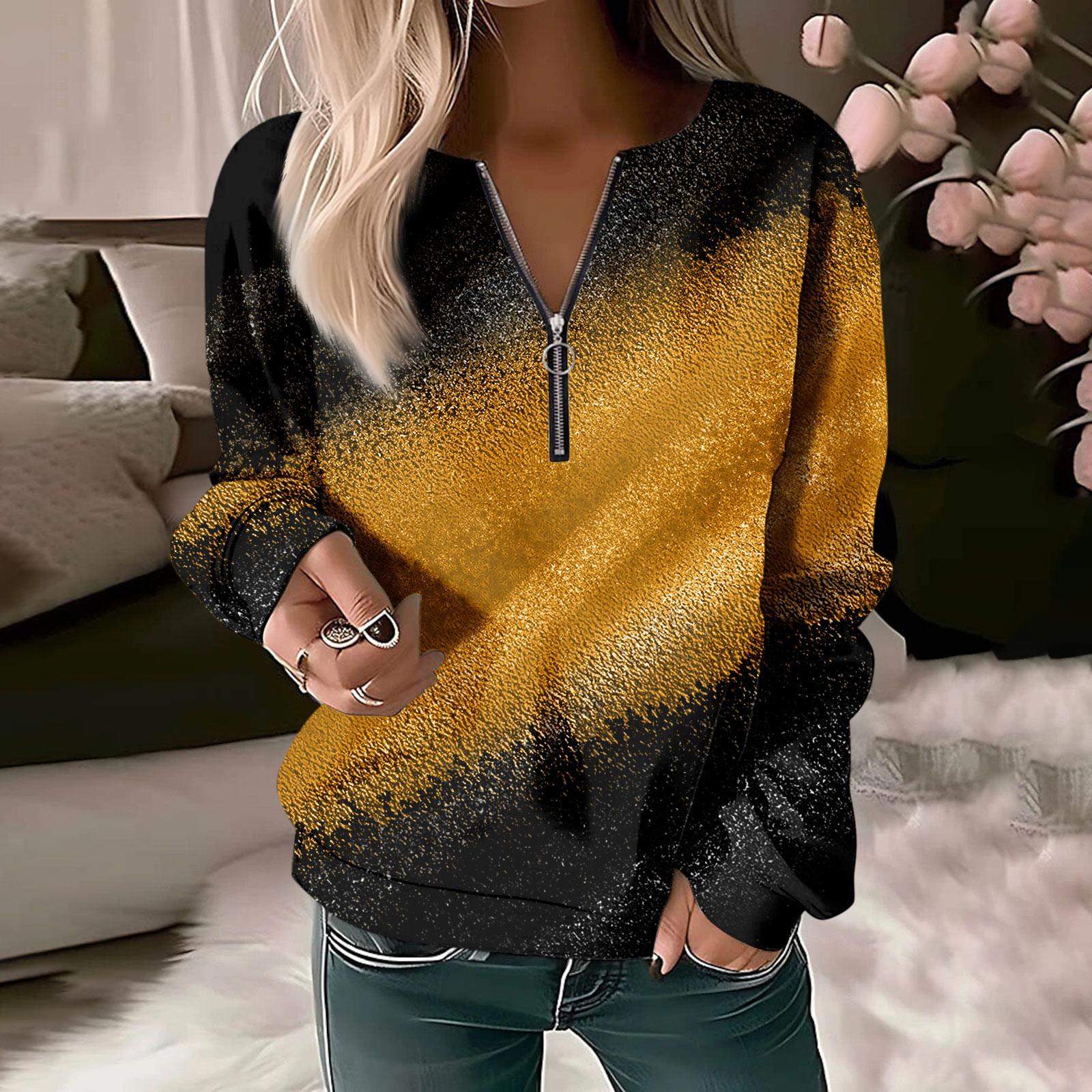 

Женская толстовка, пуловер, базовая четверть, молния, желтый, красный, синий, галстук, уличный топ с v-образным вырезом и длинными рукавами, повседневный осенний пуловер L жёлтый