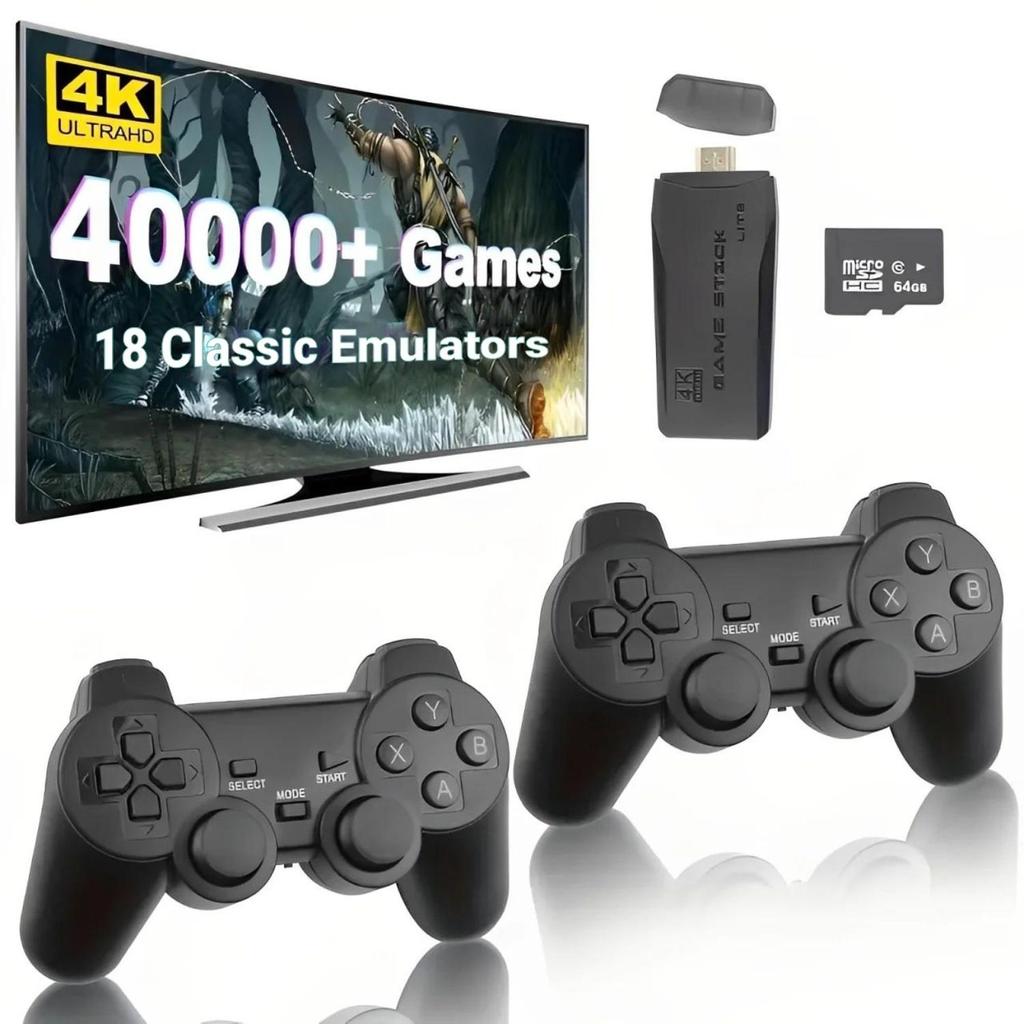 M8 Wireless Retro Game Console with 40,000 Built-in Classic Games, 4K HDMI TV Output, Dual 2.4G Wireless Controller, 64G Nostalgic Game Stick