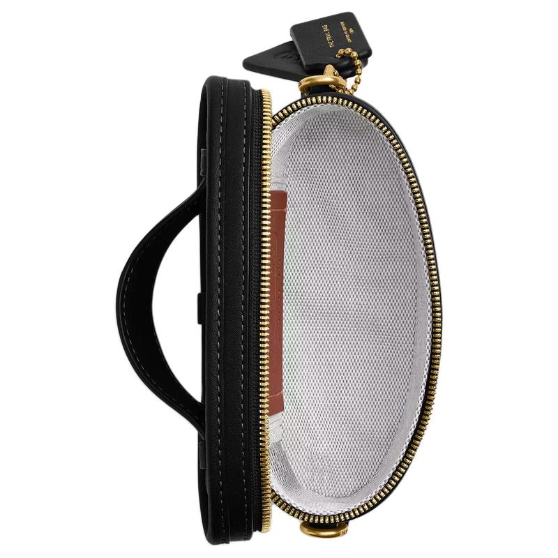 Coach Trail 15 Metal Hardware Ring Zipper Chain Detail Glove Tanned Leather Handbag Mini Women's Black