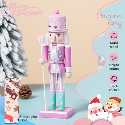 25cm Makronen Nussknacker Süßigkeiten Soldat Holz Niedliche Statue Handgefertigt Bunt Bemalt Niedliche Puppe Heim-/Büro-Weihnachtsdeko Weihnachtsgeschenk