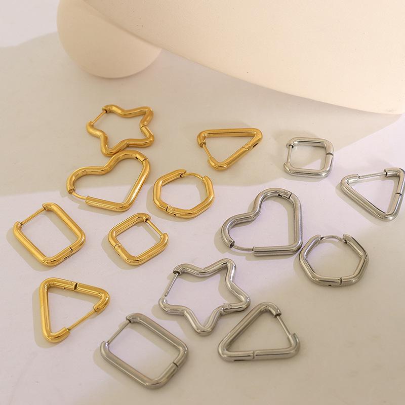 Elegant Gold-Plated Titanium Steel Earrings: Versatile Korean-Style Plain Ring Design for Women