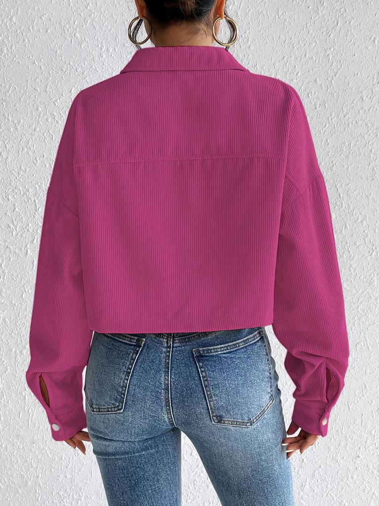 2024 Europe Autumn/Winter Women's Casual Short Lapel Corduroy Jacket
