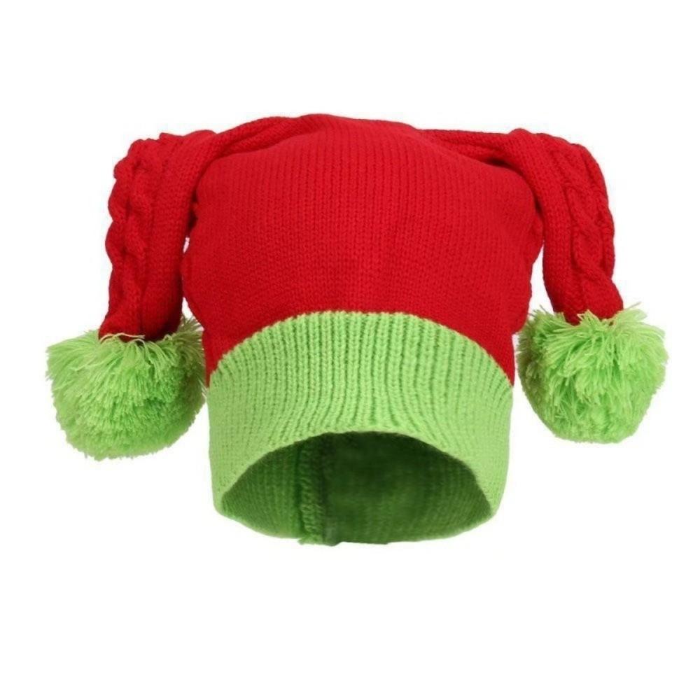 Knitted Fabric Christmas Beanie Hat Stretchy Fit Holiday Knit Cap  Christmas Party