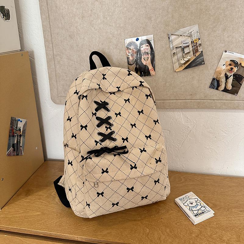 Schoolbag New Schoolbag Female High Value Korean Ins College Students Class Backpack Bow Girl Heart Travel Backpack