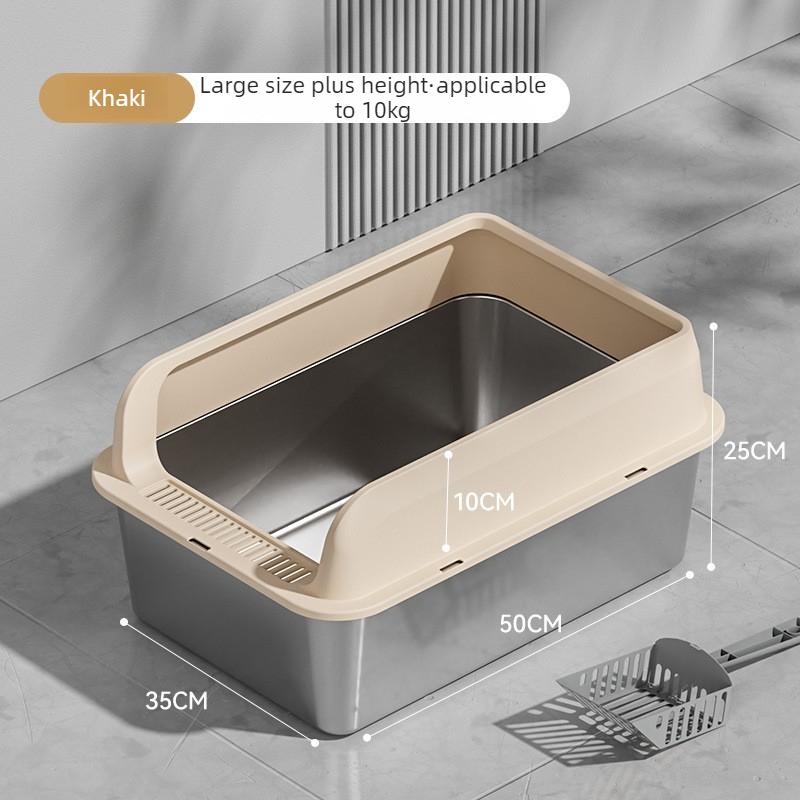 Stainless Steel Cat Litter Box Semi-closed Splash-proof Cat Sandbox Easy Cleaning Cats Toilet High Load-bearing Pet Toilets