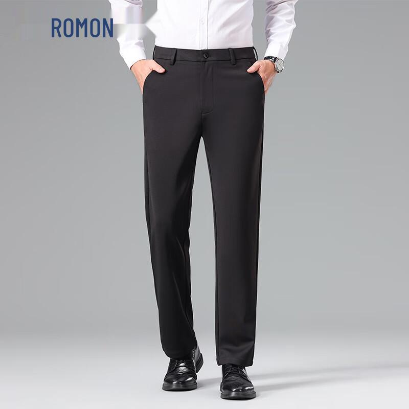 ROMON Men's Autumn/Winter Anti-Wrinkle Straight-Leg Business Casual Pants