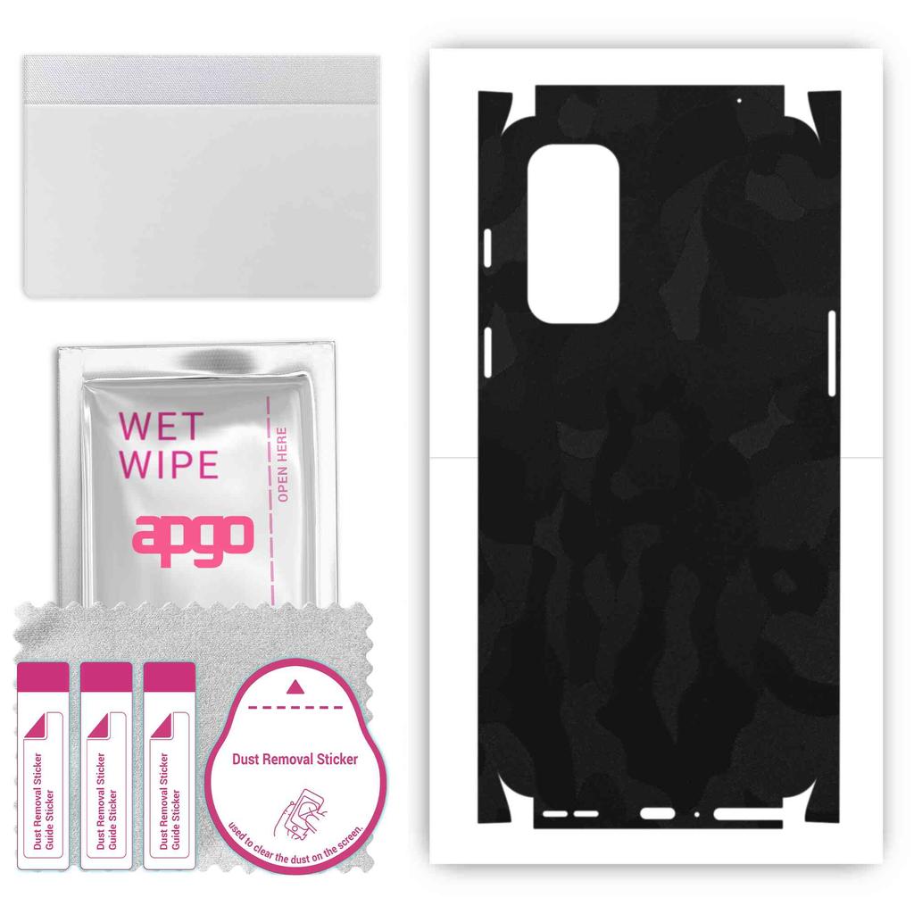 apgo Protective Skin Sticker for the Back+sides Compatible with OnePlus Nord 2, Full Wrap Film, Foil, Vinyl - Pattern Black Camo