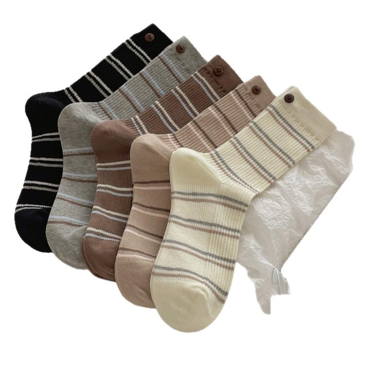 Autumn and Winter Micro-pressure Anti-pilling Boneless Pure Cotton Pile Socks, Personalized and Trendy Button School Style Thigh-high Socks