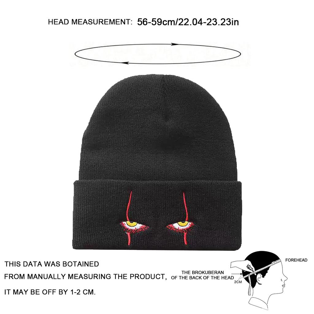 Street Style Personalized Eye Embroidery Knitted Hat Winter Outdoor Warm Hats Cycling Caps Ski Cap