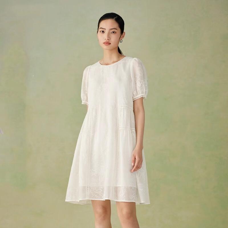 

Sweet Basil Women s Round Neck Short Sleeve A-line Dress L