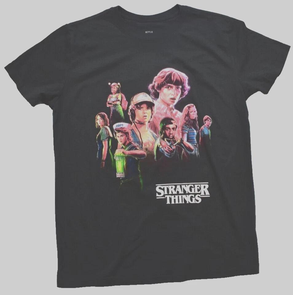 Stranger Things Mens Stranger Things Poster Graphic Charcoal Shirt New Small L