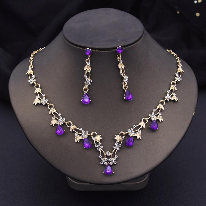 African Bridal Jewelry Sets for Women Fashion Flower Choker Necklace Set Wedding Necklaces and Earrings Costume Accessories