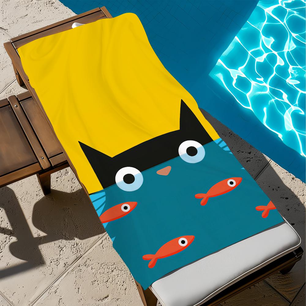 fahion funny cute cat M-Merle Goll art Towel Beach Quick Dry Soft Pool Towels Gift for Travel Gym Shower Camping sports