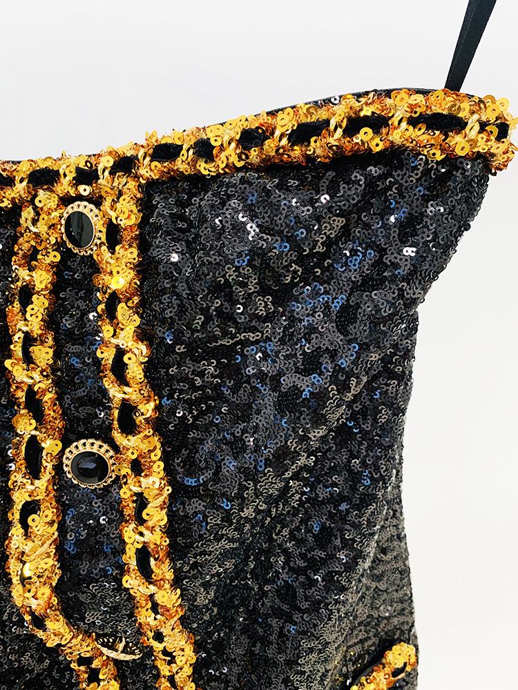 High-End Socialite Spring 2026 Beaded Chain Bandeau Dress