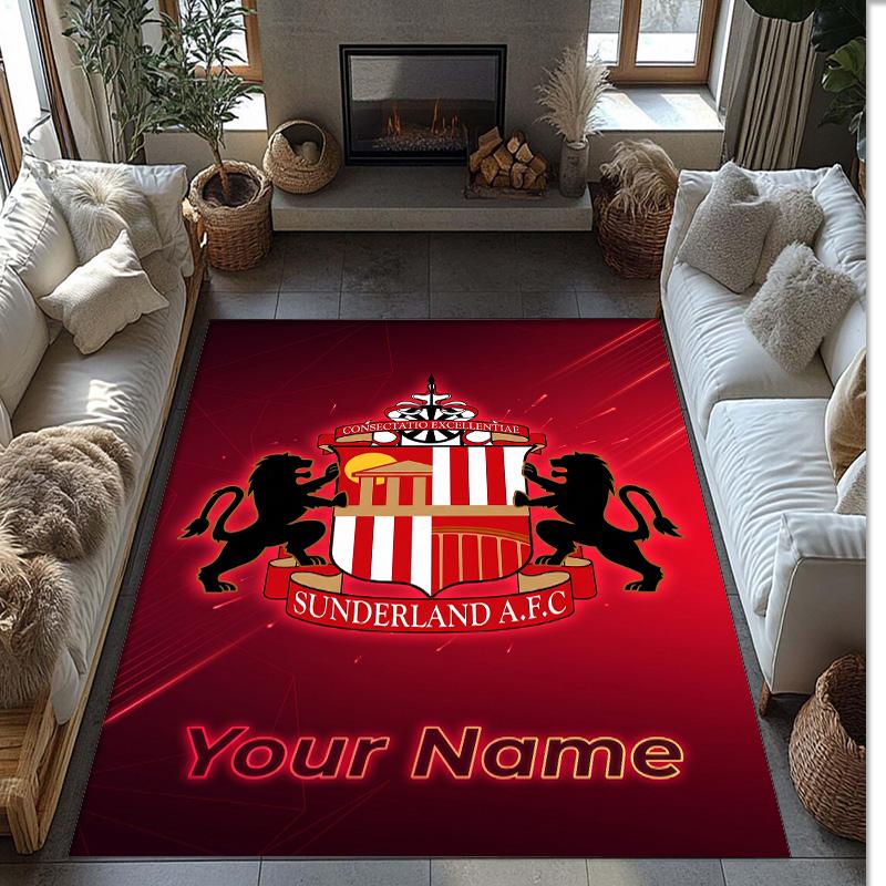 Sunderland FC Printed Crystal Velvet Rug Non‑Slip Crystal Velvet Carpet For Sofa Bedroom Indoor Home Decoration
