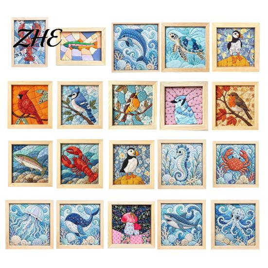Relaxing Art Projects No-Sew Japanese Fabric Kit, DIY Mosaic Kits for Adults Beginners, Quilted Wall Collage Craft with Frame & Tools, Kits,