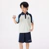 Xiaoyinman Boys' Color Block Raglan Polo Two-Piece Set