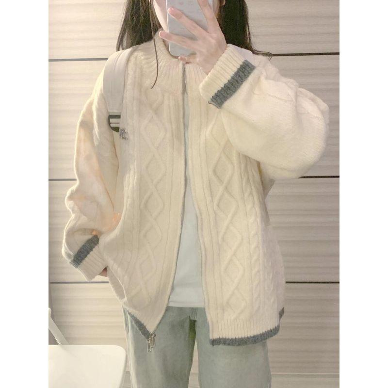 

Кардиган мягкой клейкой вязки на двойной молнии Осень-Зима 2024 Beige M [Suggested 45.00 kg-52.50 kg]]