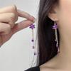 Korean Style Luxurious Tassel Earrings - European & American Fashion with Diamond-Studded Flower Design