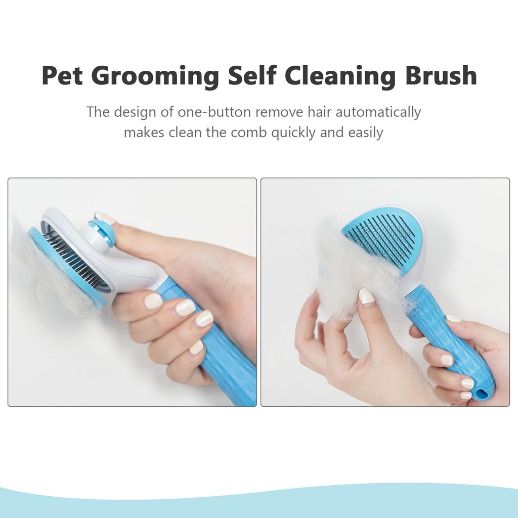 Pet Grooming Brush Dogs Brush Cat Brush Dog Slicker Brush Self Cleaning Brush Pet Shedding Tools Pet Comb for Dogs and Cat Gently Removes Loose