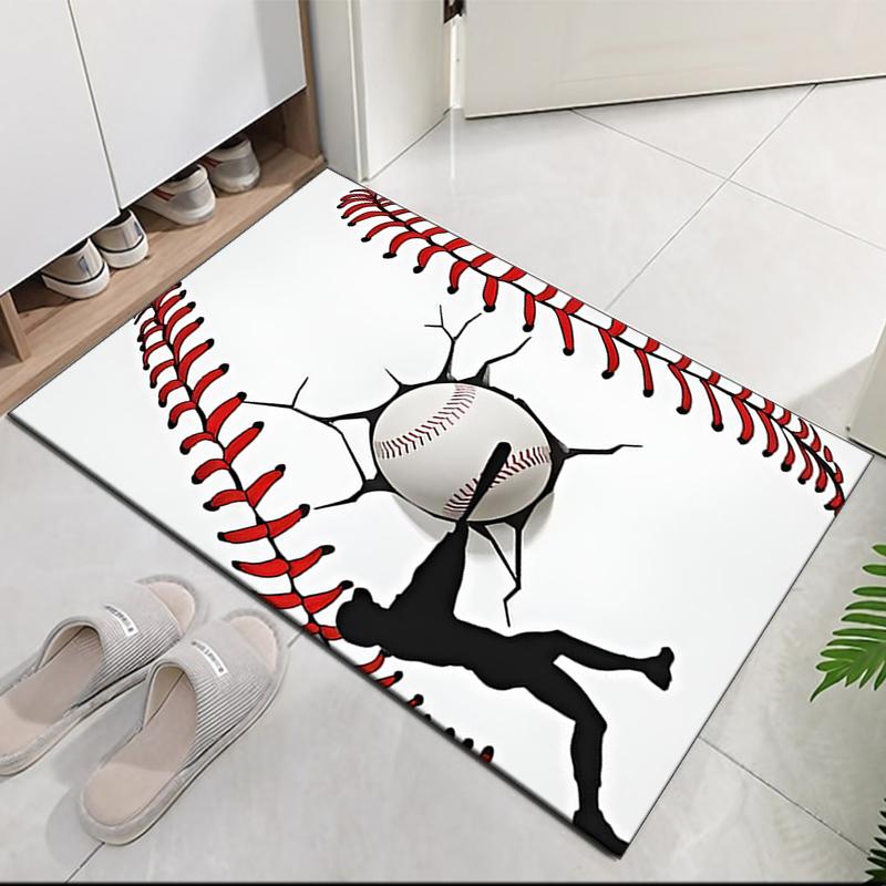 Baseball Printed Carpet, for Office Chair Living Room Bedroom Kitchen Room Decor Gifts.