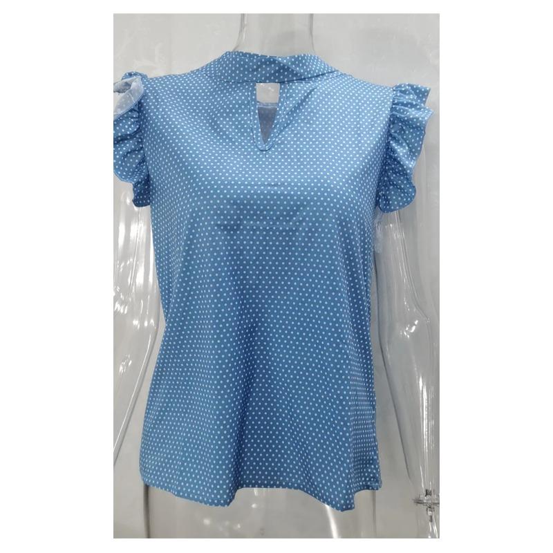 Women Summer Elegant Ruffles Sleeveless Polka Pot Lace Up Tie Bow Blouses Shirts Casual Oversize Sexy Pullover Tunic