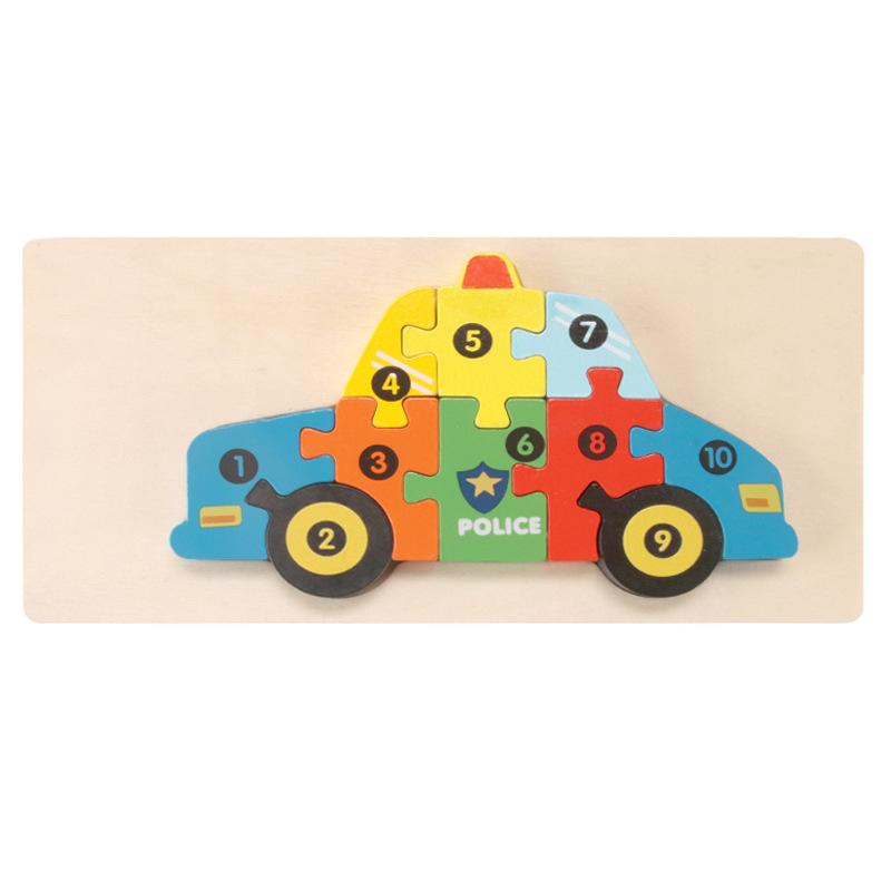 Wooden Children'S Educational Toys 4-6 Early Education Cognitive Building Block Animal Traffic Shape Matching 3D Three-Dimensional Puzzle