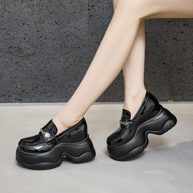 Fashion 9cm New Microfiber Leather Summer High Brand Spring Autumn Platform Wedge Women Chunky Sneaker Pumps Fashion Pumps Shoes