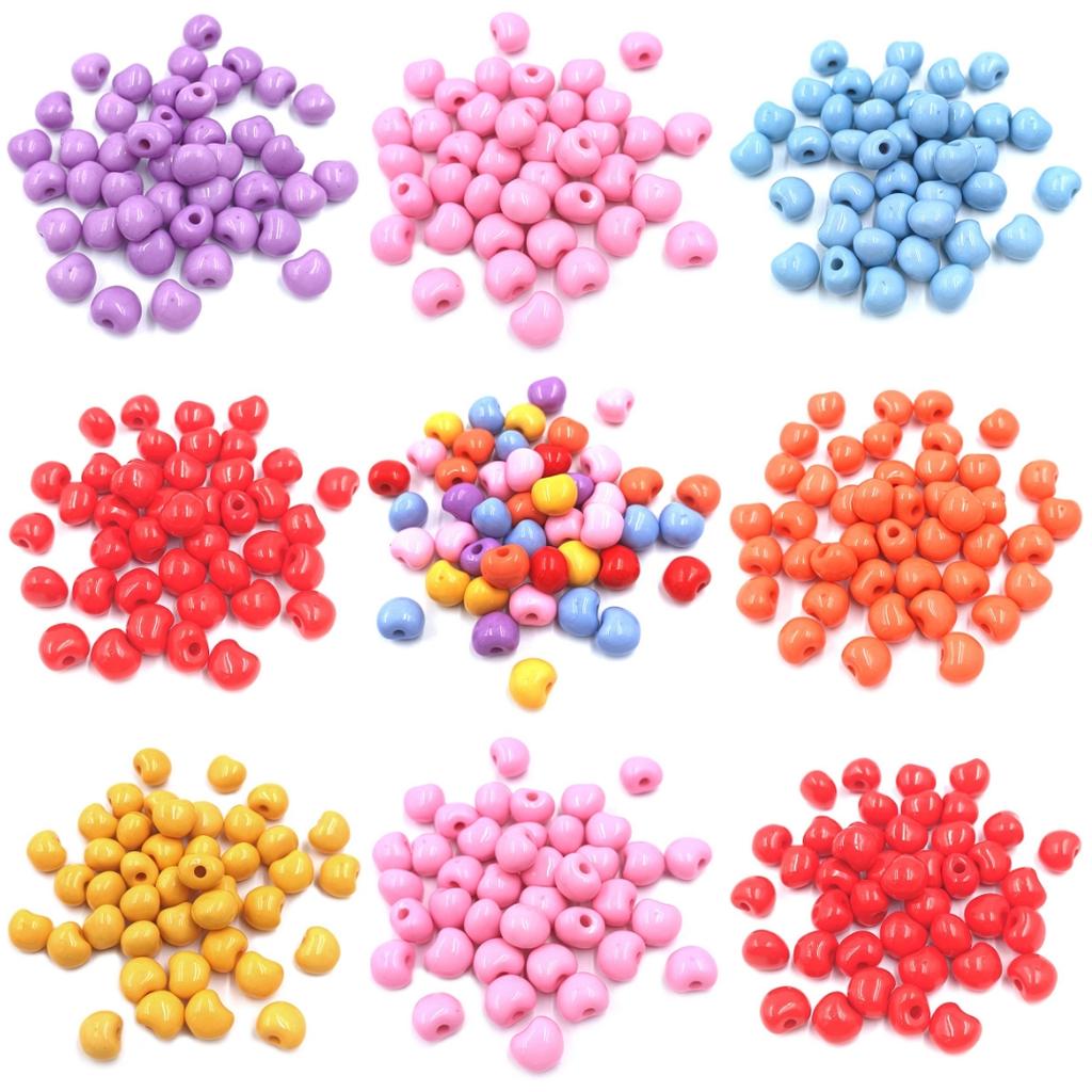 Fashion 20Pcs 12*10mm Pendant Solid Color DIY Jewelry Accessories Materials for Bracelet Necklace Making Acrylic Candy Color Loose Beads Apple Beads