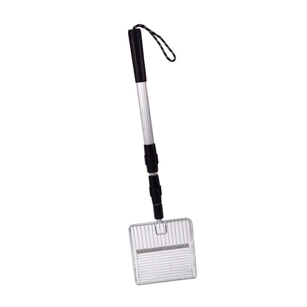 Metal Litter Scoop For Cats With Retractable Handle Efficient Sifting Design Multiuse Chicken Coop Rake Cleaning Tool