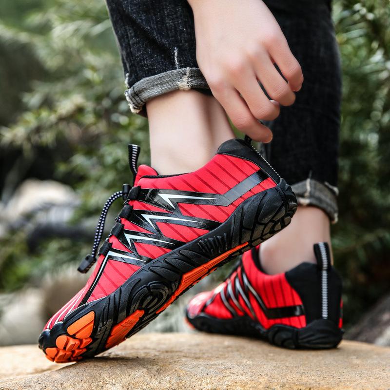 

2024 outdoor quick-drying hiking non-slip shoes, lightweight swimming shoes, wading shoes, mesh breathable five-finger beach shoes 46 червоний