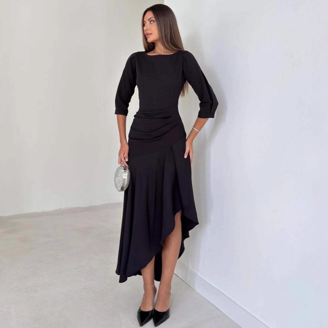 Элегантное асимметричное женское платье на одно плечо 2025 Extra Small