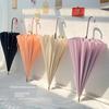 16-Rib Long-Handle Minimalist Solid Color Promotional Gift Umbrella with Custom Logo for Business Events, Sun and Rain Umbrella