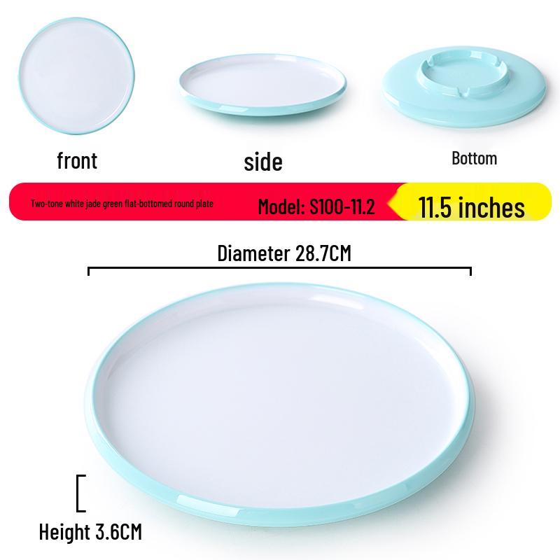 Nordic Round Melamine Shallow Plate for Buffets and Stir-Fry Dishes