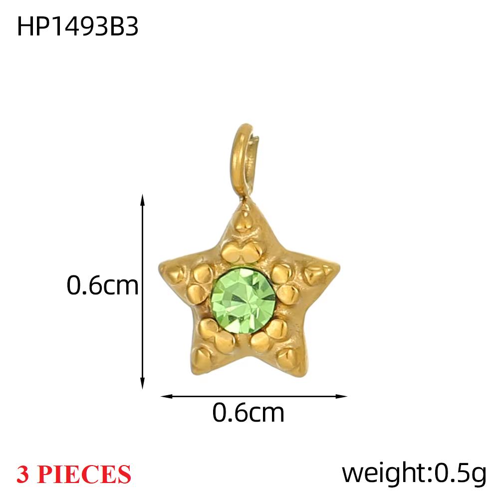 3PCS/LOT CARLIDANA Gold Plated Stainless Steel Colorful Star Pendants Charms for DIY Jewelry Making Necklace Earrings