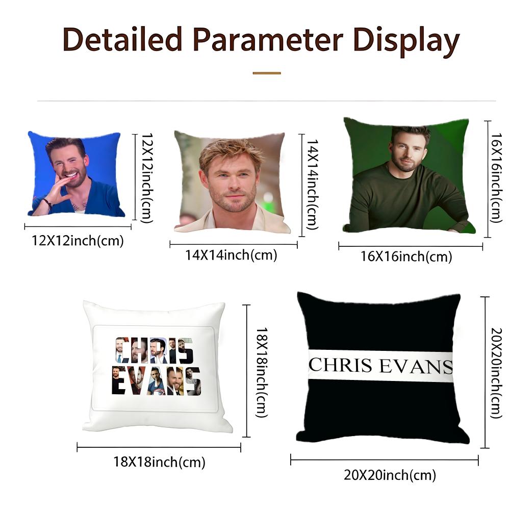 Movie Chris Evans Cushion Cover Cushion Cover Set 4Pcs 50X50 45X45 40X40 Pillowcase Decorative Sofa Home Decor