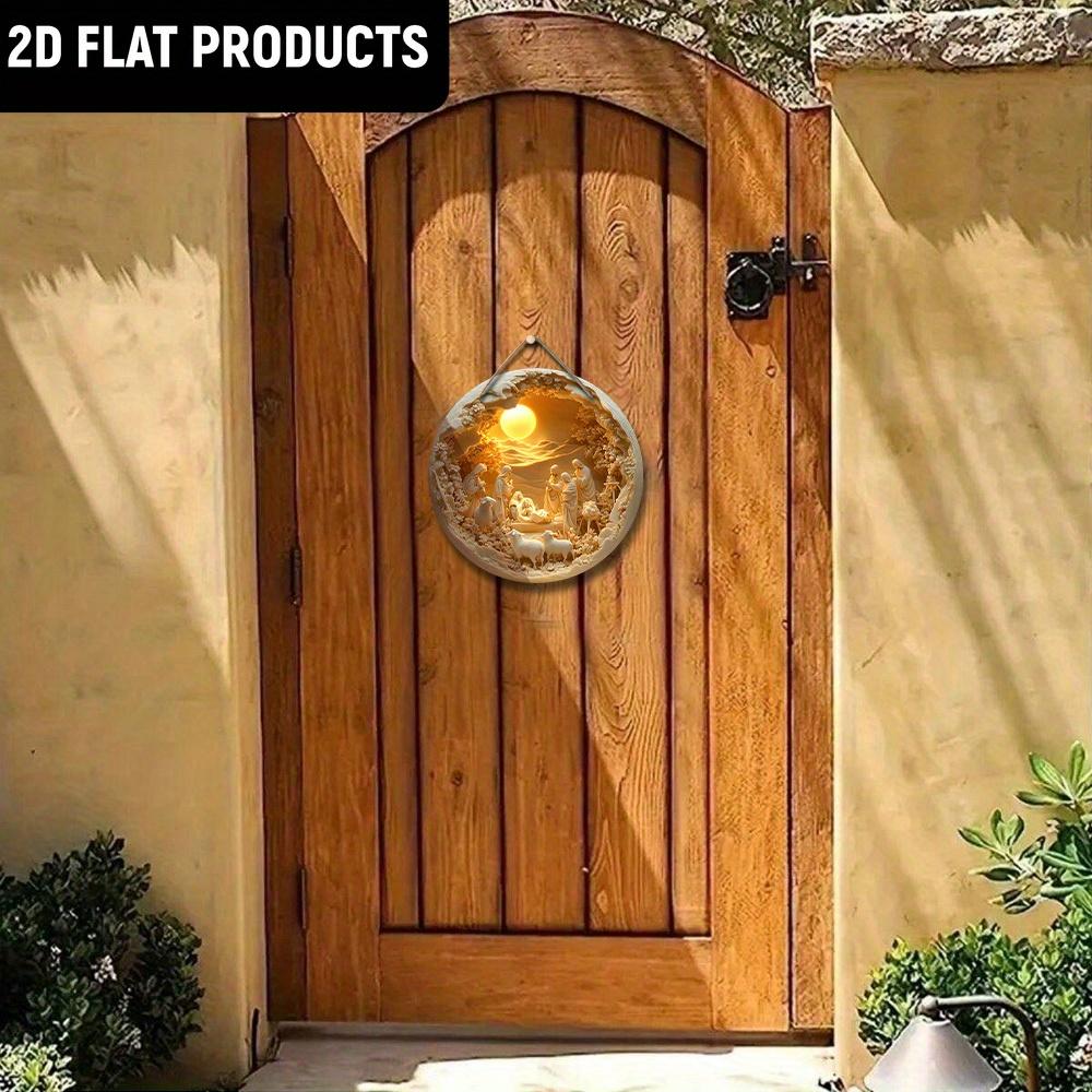 Wooden Decor Wood Round Sign - Holy Family Jesus, Maria, Joseph -for Door, Wall, Home, Room, Farmhouse, Street, Shop, Garage, Bar, Garden, and Coffee