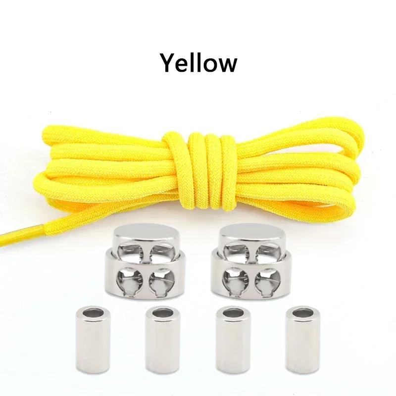 1Pair Lock Shoe laces Without ties Metal Buckle Laces Round Elastic Laces Sneakers Kids Adult No Tie Shoelaces Shoes Accessories