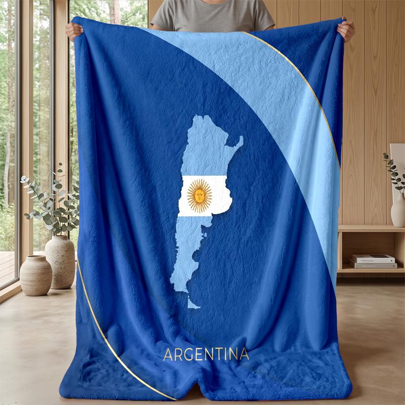 Argentinien Fußball Aufdruck Flanelldecke Hautfreundlich Warm Dekorative Decke für Innen Couch Bett Tägliche Nutzung