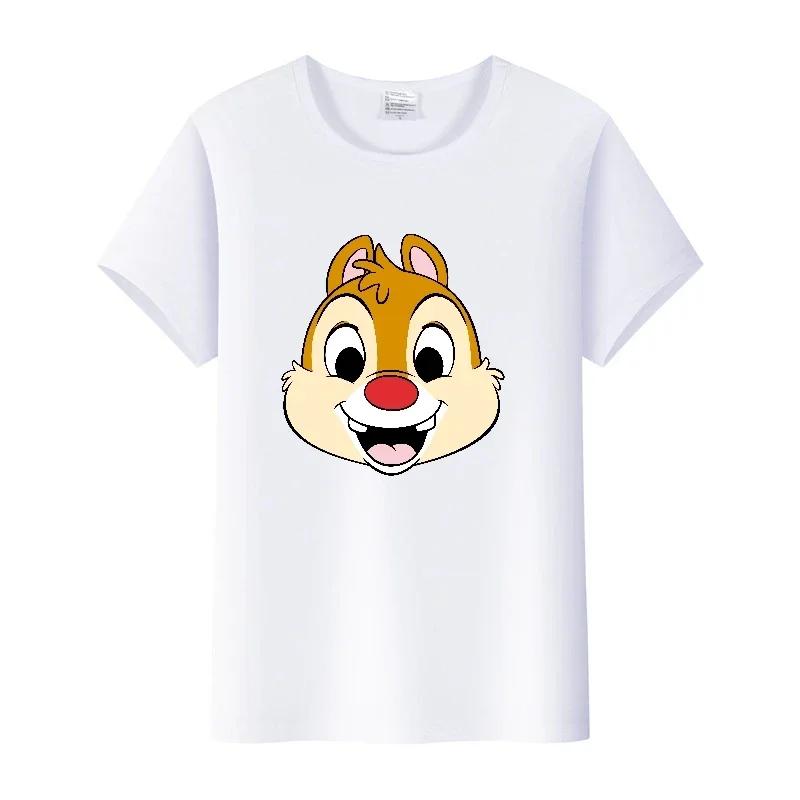 Casual Cartoon Chip 'n' Dale Graphic t-shirt Summer Blouses White Tees Clothes Y2K Tshirt Oversized Tops Unisex