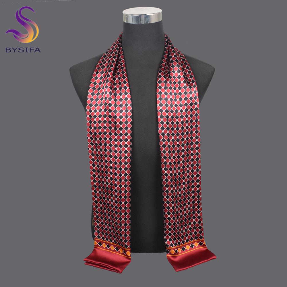 [BYSIFA] Light Coffee Men Scarves  New Design100% Silk Long Scarf Winter Men Neck Scarf Cravat British style Gentleman Scarf