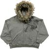 Herren Übergroßes Kapuzen-Reißverschluss-Sweatshirt Mit Aufgedrucktem Design Kunstfellbesatz Streetwear Winterjacke