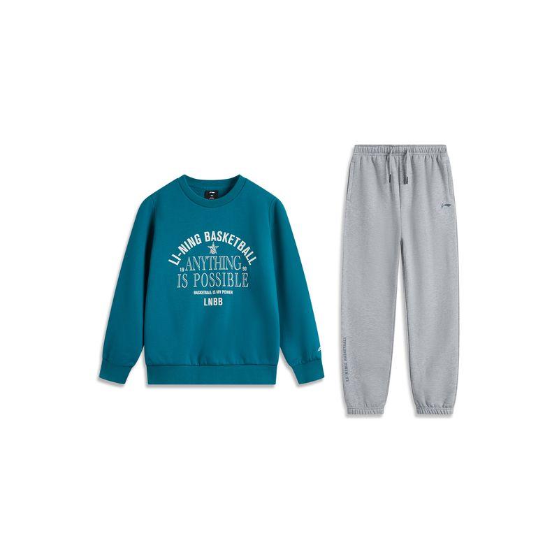 

Толстовка Li Ning на флисовой подкладке, осенне-зимний костюм из двух частей Blue Dome/Flower Grey (Fleece-lined) 140cm