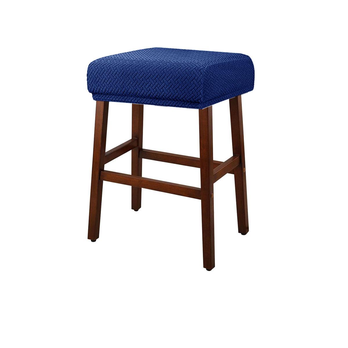 

1 Piece Square Bar Stool Chair Cover Jacquard Elastic Seat Slipcover Solid Color Anti-dirt Dining Chair Case for Hotel Home 1 Piece тёмно-синий