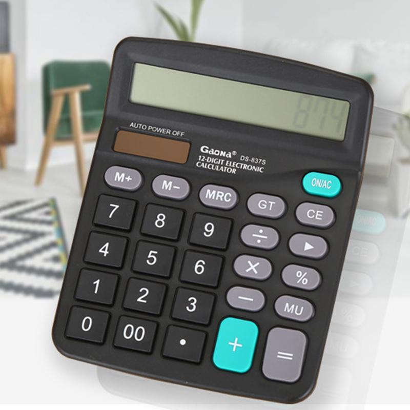 12-Digit Large Lcd Display Calculator Standard Function Calculator With Solar & Battery Dual Power For Home Basic Desktop Office