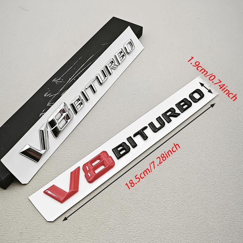 3D V8 BITURBO Emblem Fender Badge Car Sticker For Mercedes Benz AMG G63 C63 E63 S63 Auto Side Decal Styling Accessories